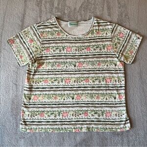 Women’s Shenanigans Vintage Y2K Floral Wallpaper Cottagecore Grannycore Tee Med